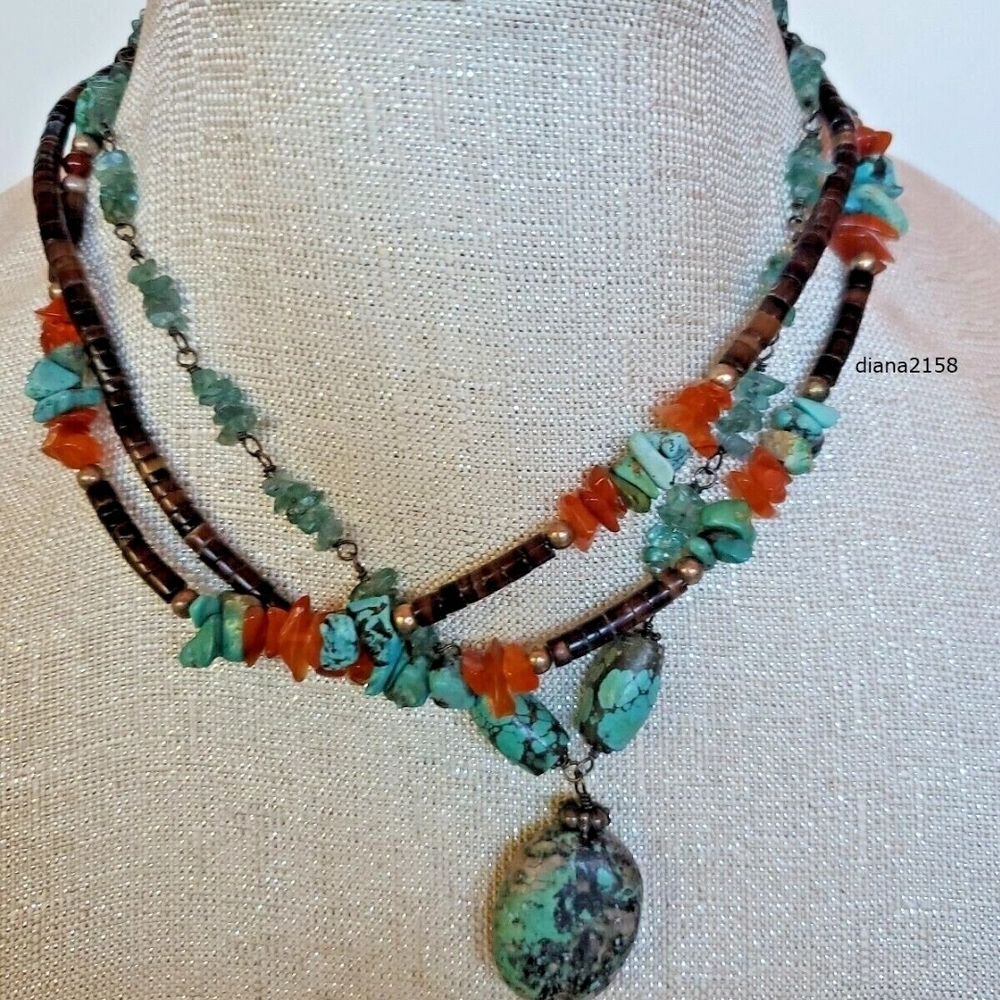 Choker and Eyeglass Chain Lot Turquoise Heishi Chicken Amber Southwest Necklace